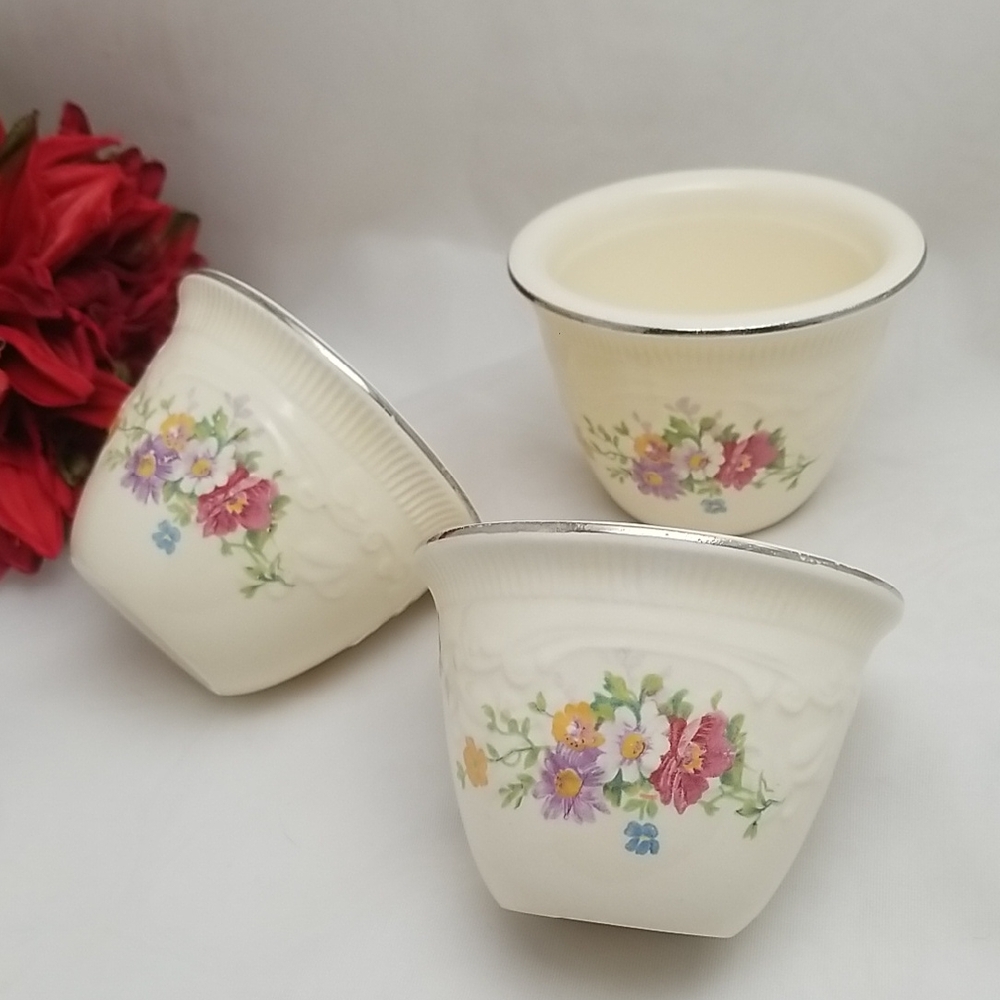 Homer Laughlin Ovenserve Platinum Band Custard Cups
